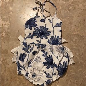 Halter open back romper